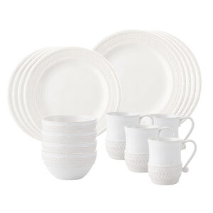 Timeless White Layered Sixteen Piece Dinnerware Set