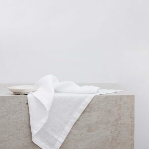 Washed Linen Dining Napkin Set in White