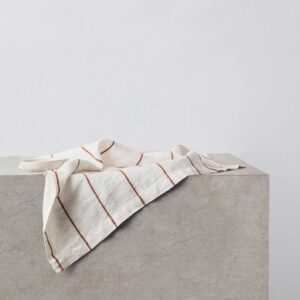 Striped Linen Dining Napkin Set in Cedar Stripe