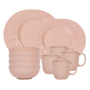 Modern Blush Pink Sixteen Piece Dinnerware Set