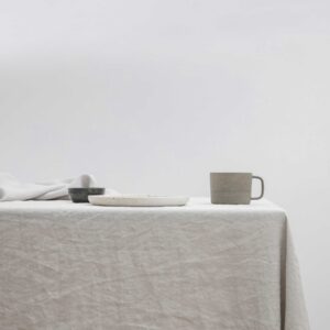 Washed Linen Dining Tablecloth in Smoke Gray