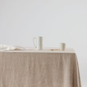 Frayed Edge Linen Dining Tablecloth in Natural