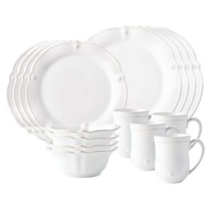 Textured White Flared Sixteen Piece Dinnerware Set