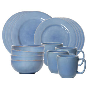 Graceful Soft Blue Sixteen Piece Dinnerware Set