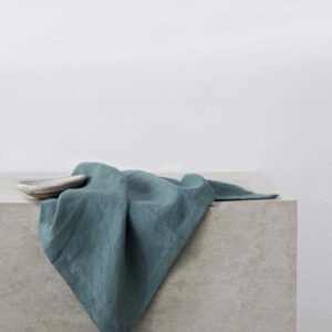 Washed Linen Dining Napkin Set in Bluestone