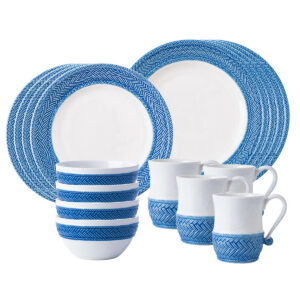 Graceful Delft Blue Sixteen Piece Dinnerware Set