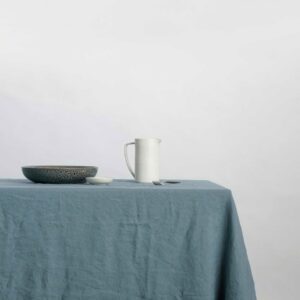 Washed Linen Dining Tablecloth in Bluestone