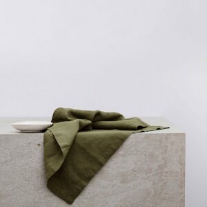 Washed Linen Dining Napkin Set in Forest
