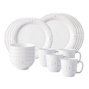 Polished White Paneled Sixteen Piece Dinnerware Set