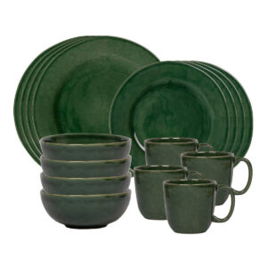 Polished Basil Green Sixteen Piece Dinnerware Set