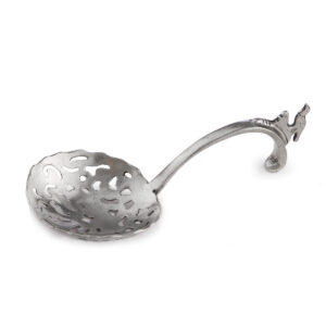 Polished Metal Serving Spoon with Decorative Finish