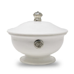 Cream Metal Footed Compote Bowl